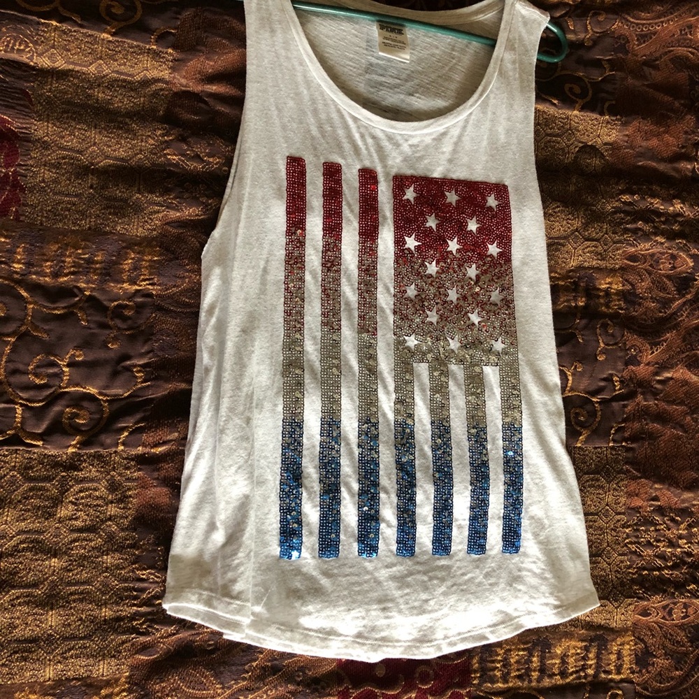PINK American flag tank top